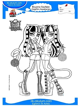 Çocuklar İçin Monster High Boyama Sayfaları 